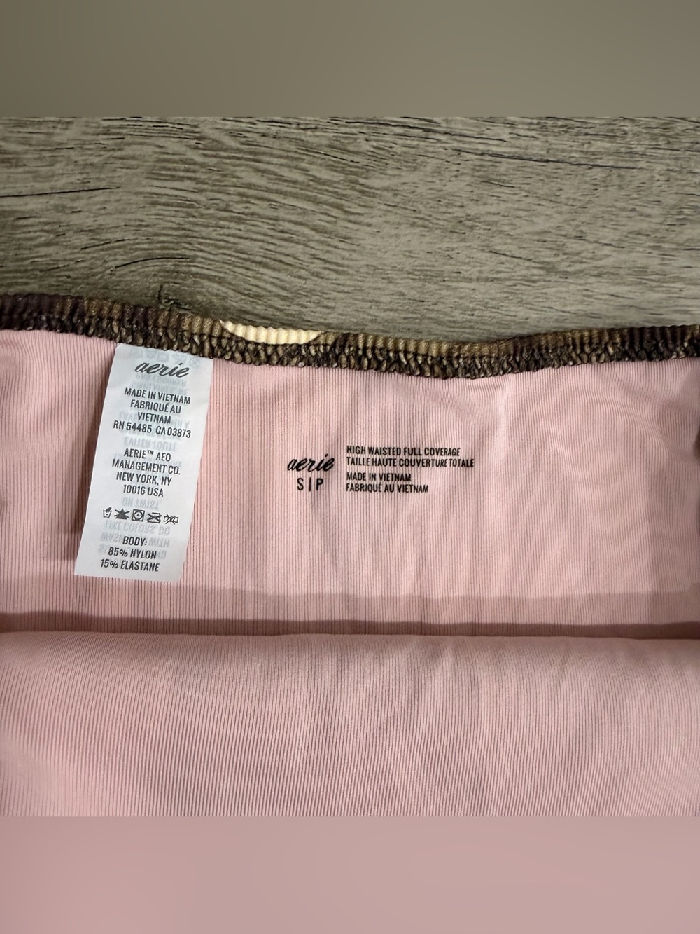 Aerie Bikini Bottom High Waisted Full Coverage Floral Hawaiian Pink Brown Small - Picture 2 of 3